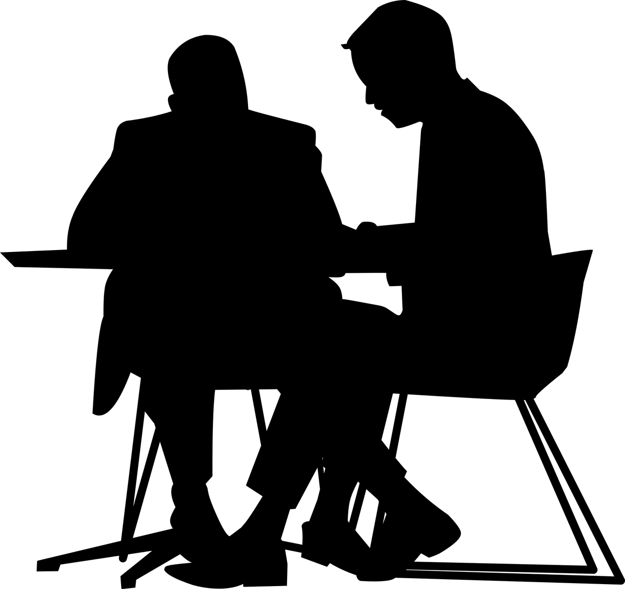 Silhouette of a mentor counseling a young adult across a table